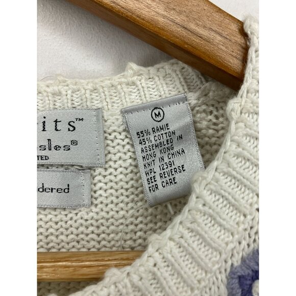 Hand Embroidered Floral Cardigan Northern Isles Women's Medium Short Sleeve New - Picture 5 of 9